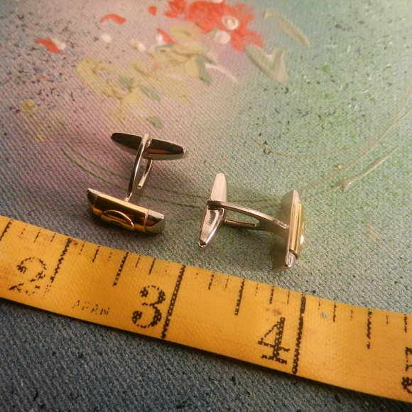 VTG Gucci logo designer cufflinks silver gold Accessory Collection luxury GG - Picture 12 of 16